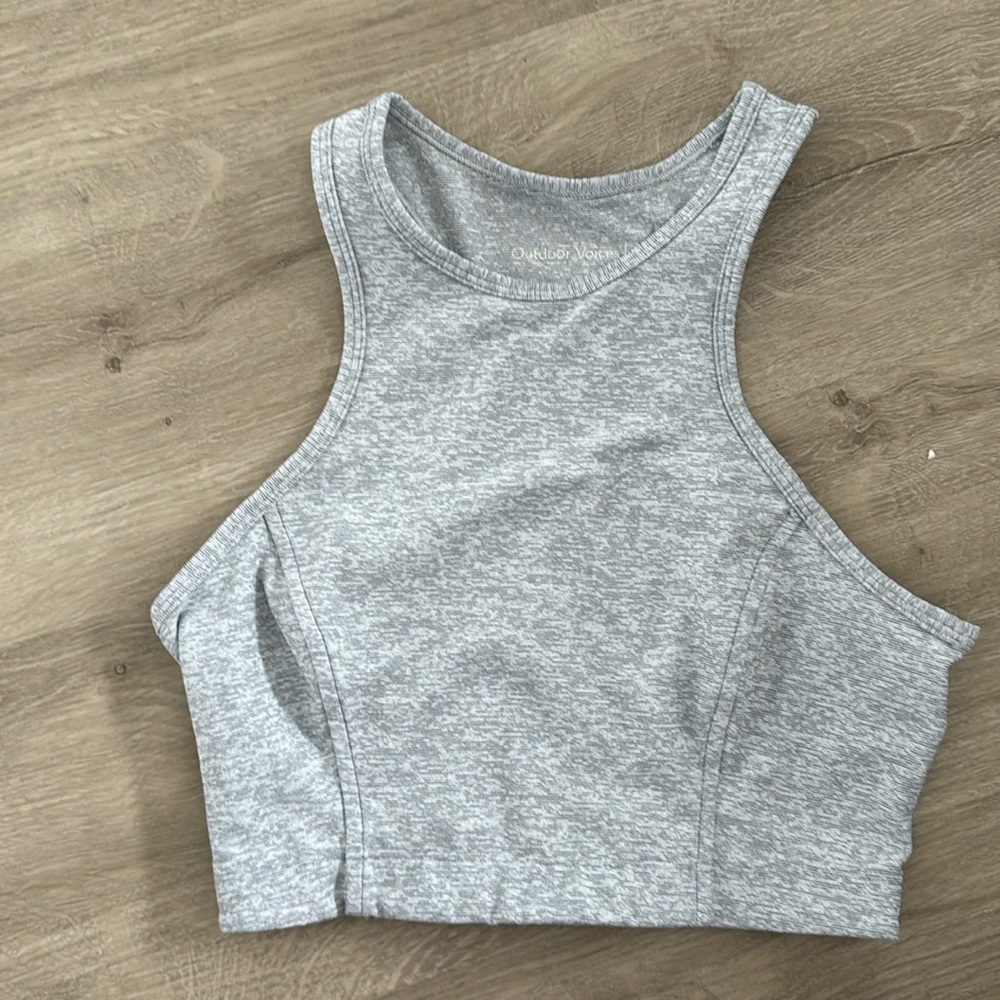 Outdoor Voices Athena Crop Top Gray